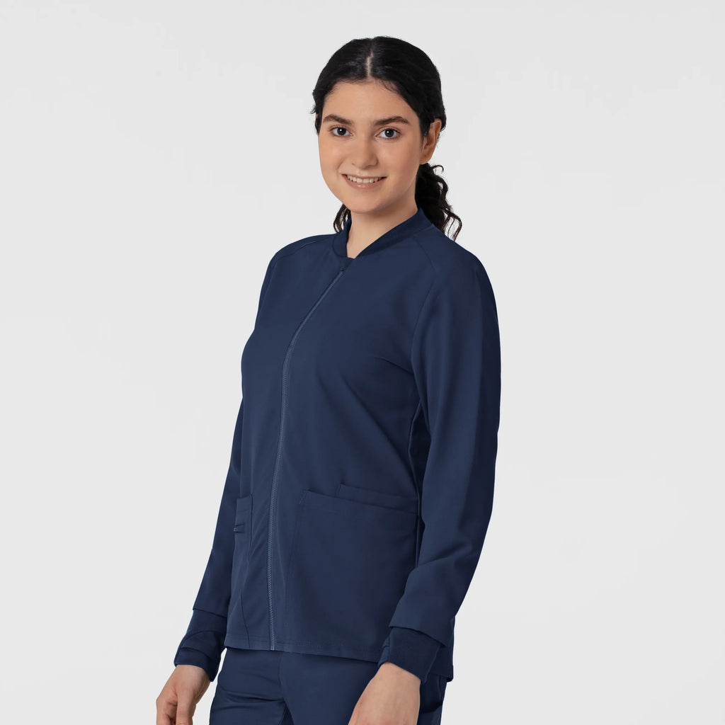 Wink Scrubs Women's Flex-n-Reach Zip-Front Jacket Navy | scrub-supply.com