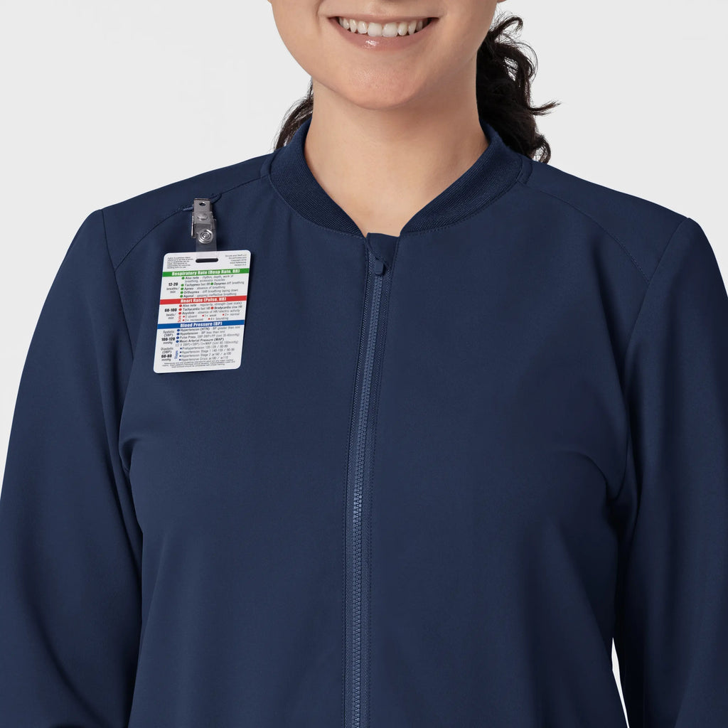 Wink Scrubs Women's Flex-n-Reach Zip-Front Jacket Navy | scrub-supply.com