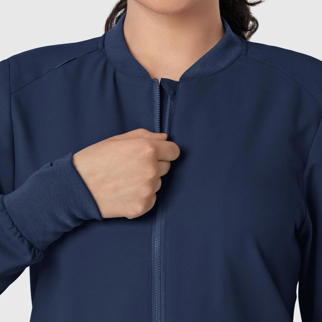 Wink Scrubs Women's Flex-n-Reach Zip-Front Jacket Navy | scrub-supply.com