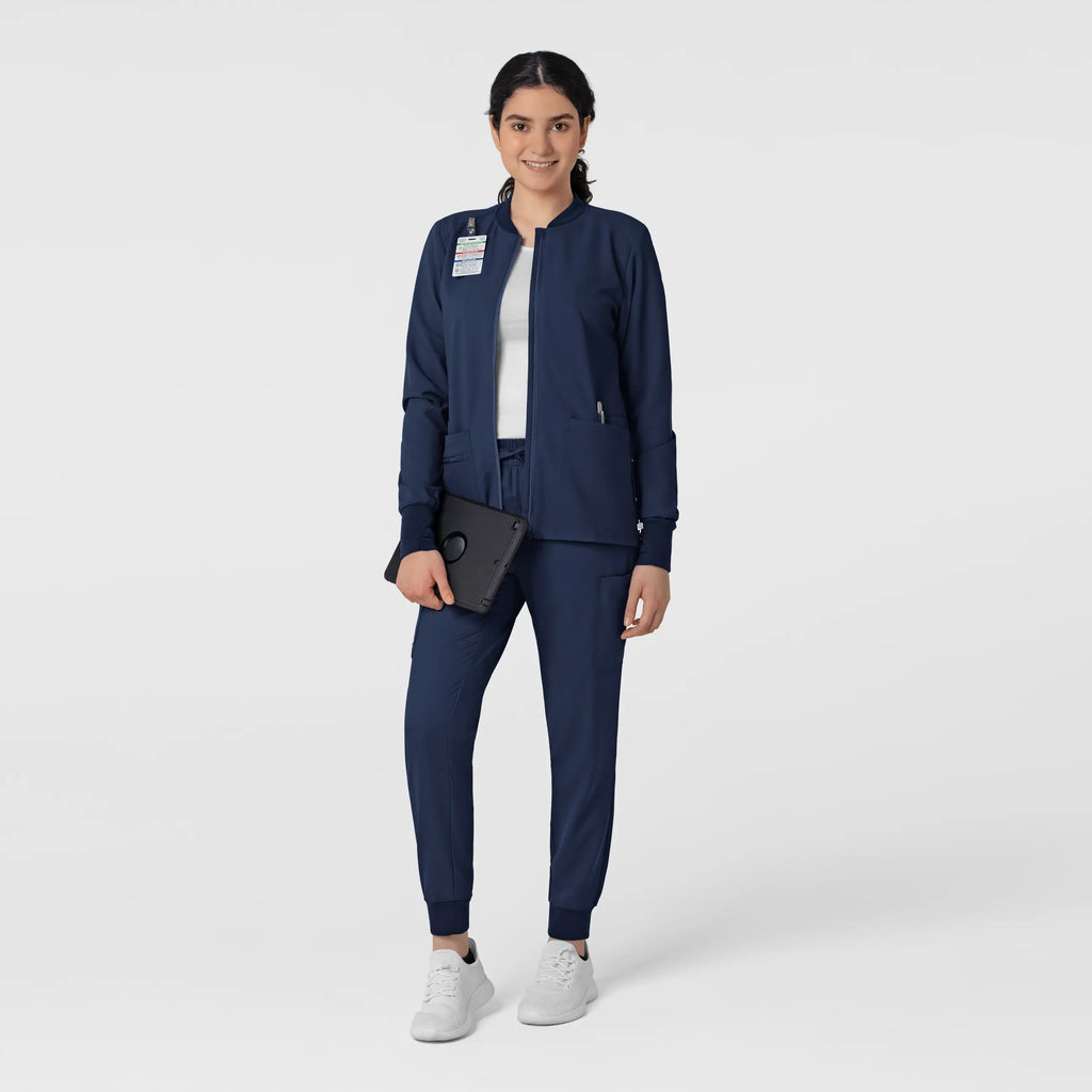 Wink Scrubs Women's Flex-n-Reach Zip-Front Jacket Navy | scrub-supply.com