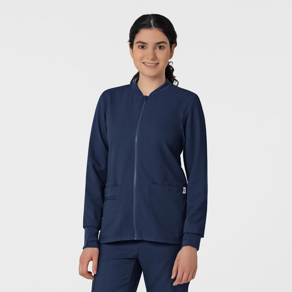 Wink Scrubs Women's Flex-n-Reach Zip-Front Jacket Navy | scrub-supply.com