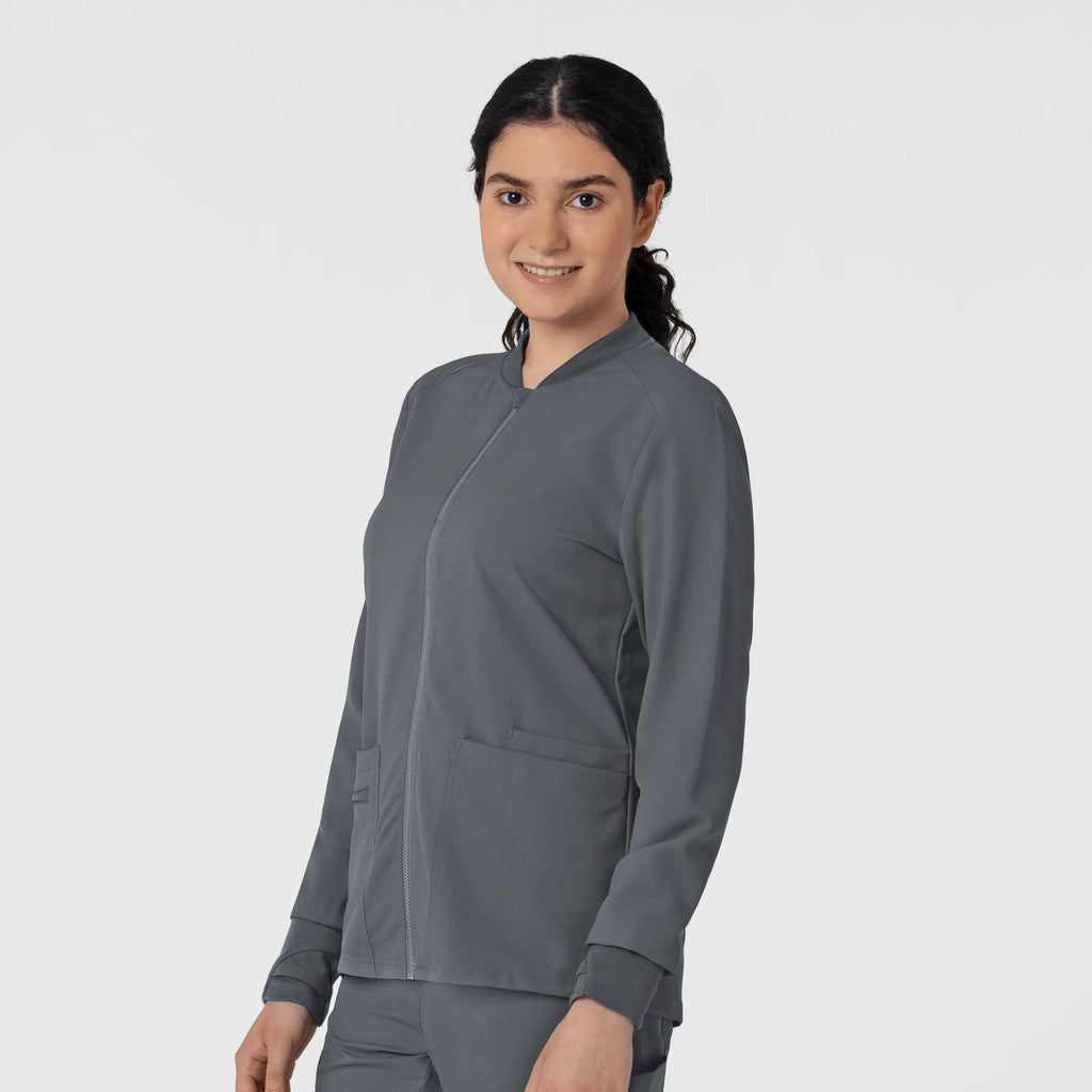 Wink Scrubs Women's Flex-n-Reach Zip-Front Jacket Pewter | scrub-supply.com