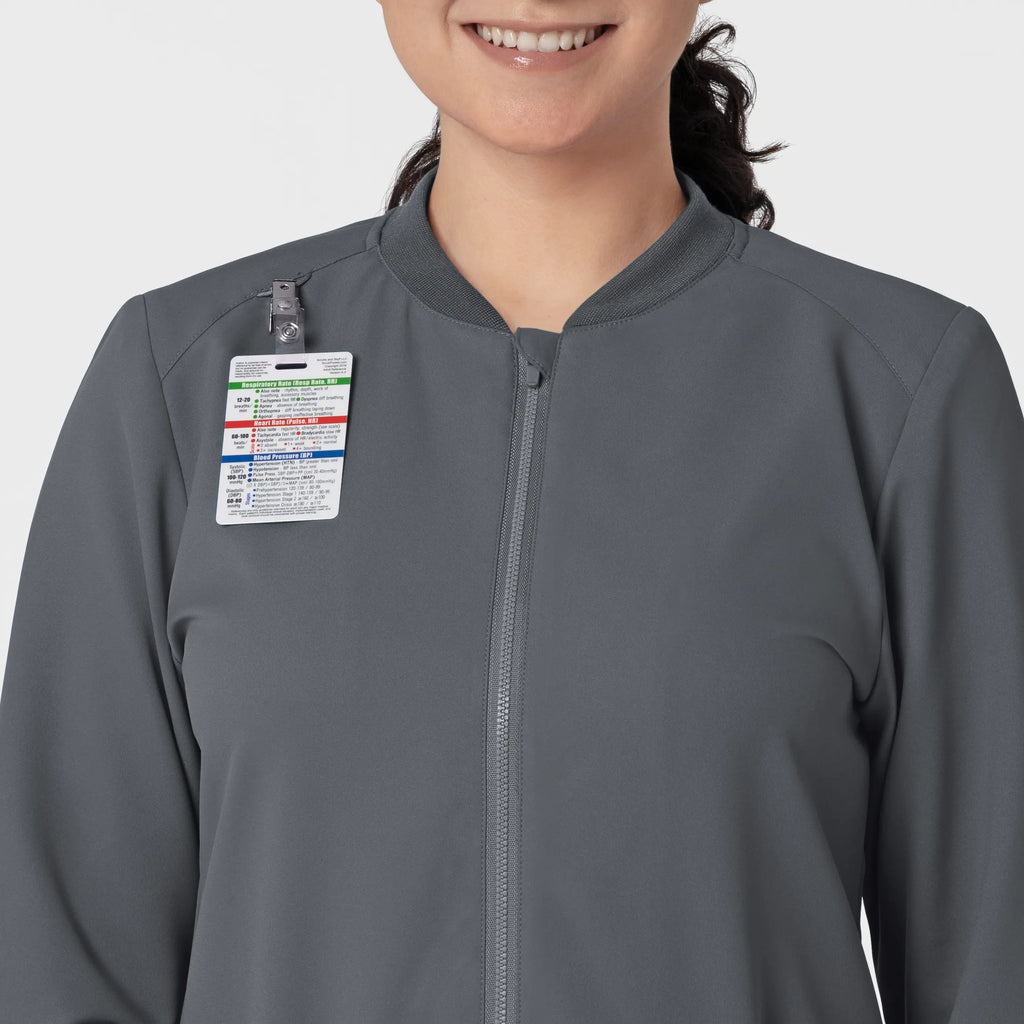 Wink Scrubs Women's Flex-n-Reach Zip-Front Jacket Pewter | scrub-supply.com