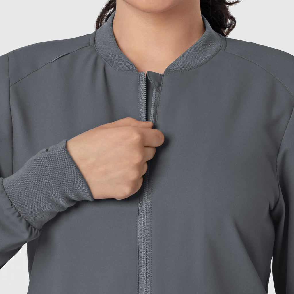 Wink Scrubs Women's Flex-n-Reach Zip-Front Jacket Pewter | scrub-supply.com