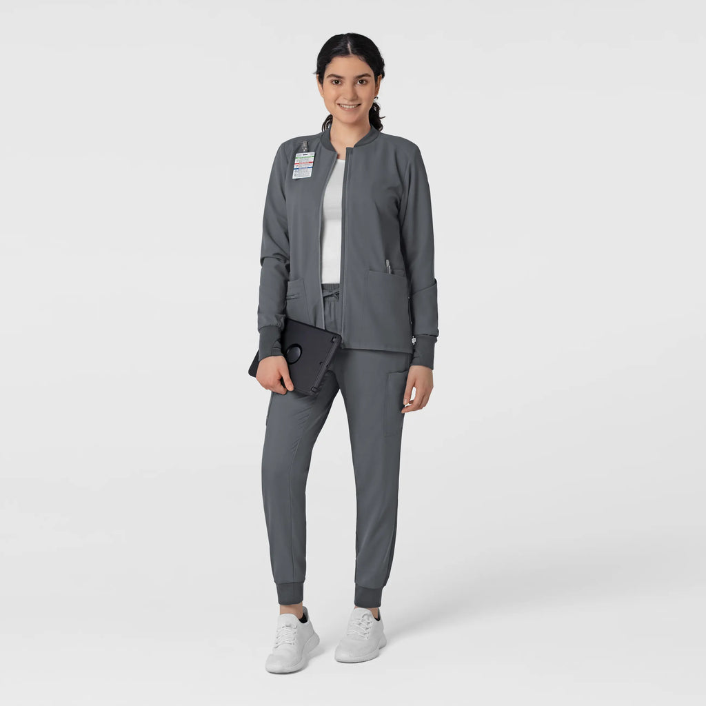 Wink Scrubs Women's Flex-n-Reach Zip-Front Jacket Pewter | scrub-supply.com