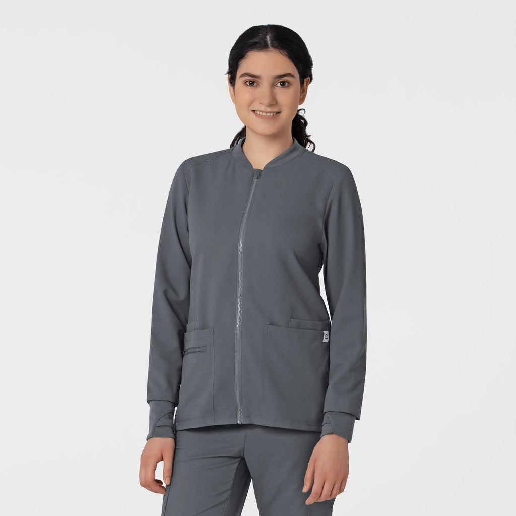 Wink Scrubs Women's Flex-n-Reach Zip-Front Jacket Pewter | scrub-supply.com