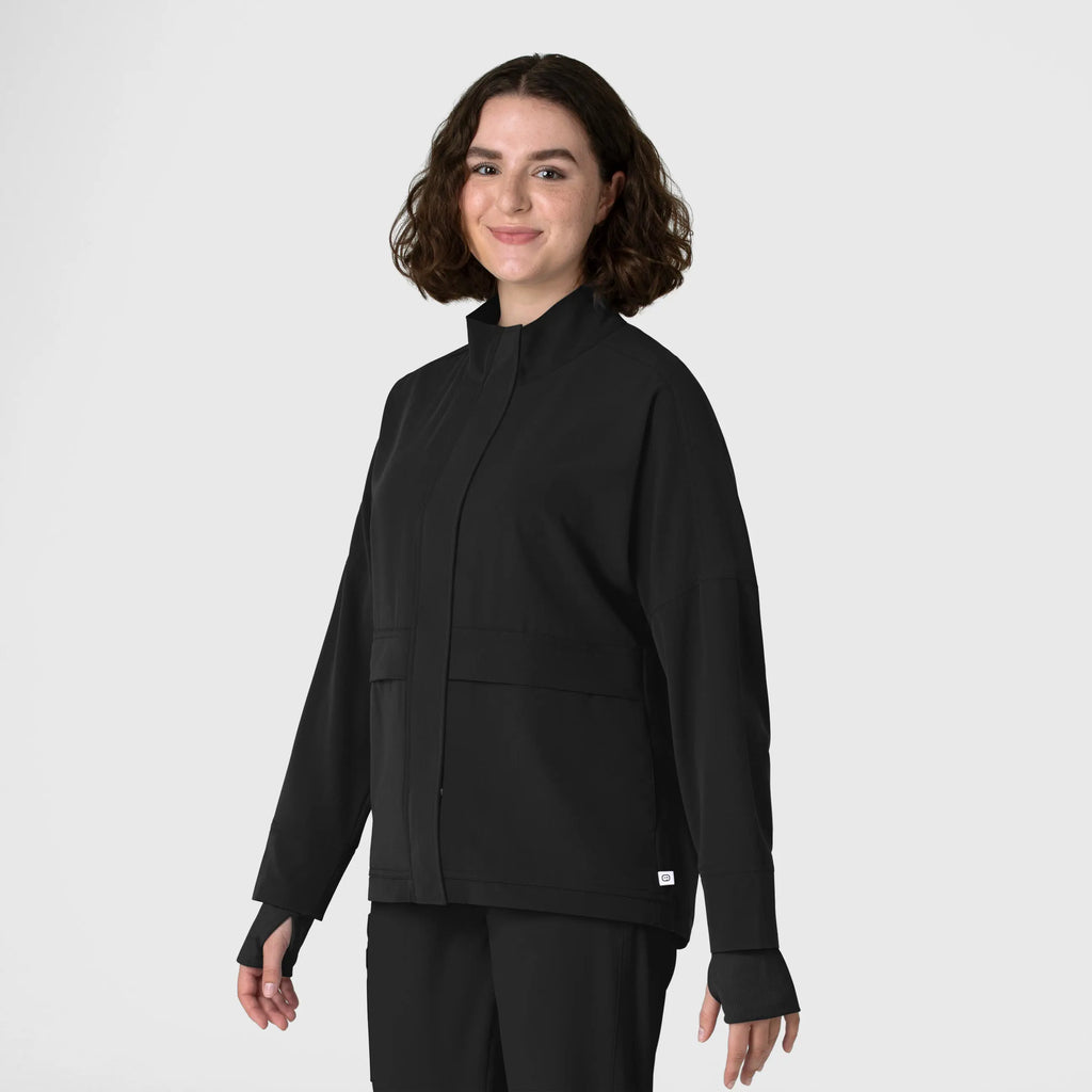 Wink Scrubs Women's Germs Happen Packable Scrub Jacket Black | scrub-supply.com