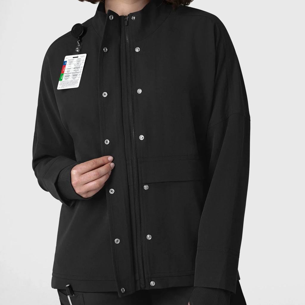 Wink Scrubs Women's Germs Happen Packable Scrub Jacket Black | scrub-supply.com