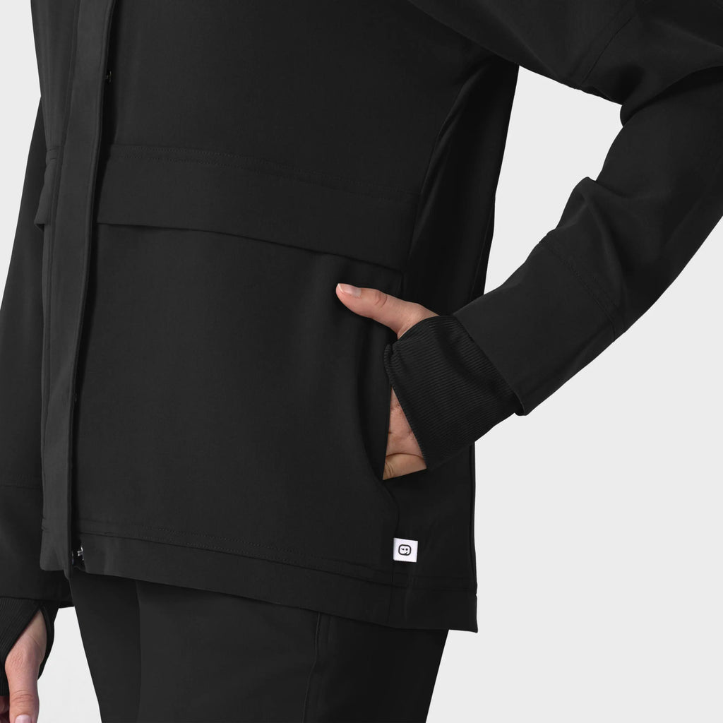 Wink Scrubs Women's Germs Happen Packable Scrub Jacket Black | scrub-supply.com