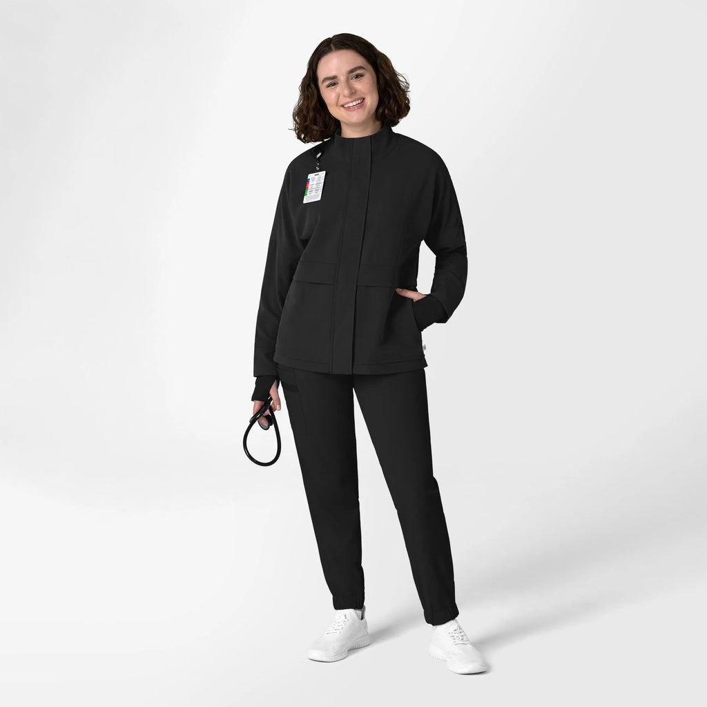 Wink Scrubs Women's Germs Happen Packable Scrub Jacket Black | scrub-supply.com