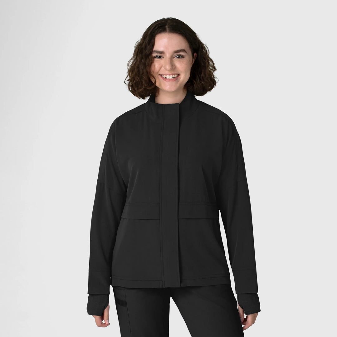 Wink Scrubs Women's Germs Happen Packable Scrub Jacket Black | scrub-supply.com