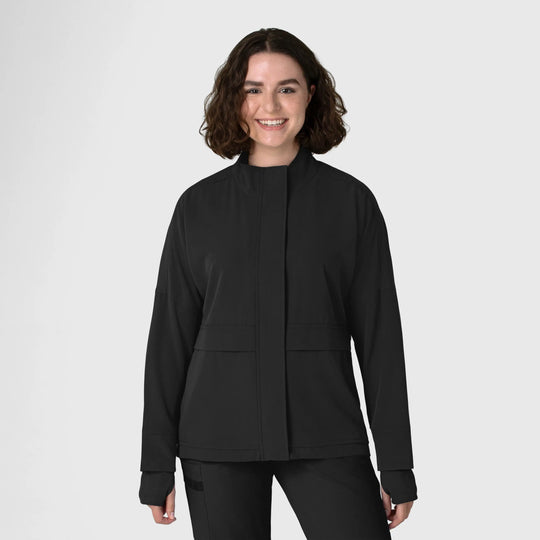 Wink Scrubs Women's Germs Happen Packable Scrub Jacket Black | scrub-supply.com