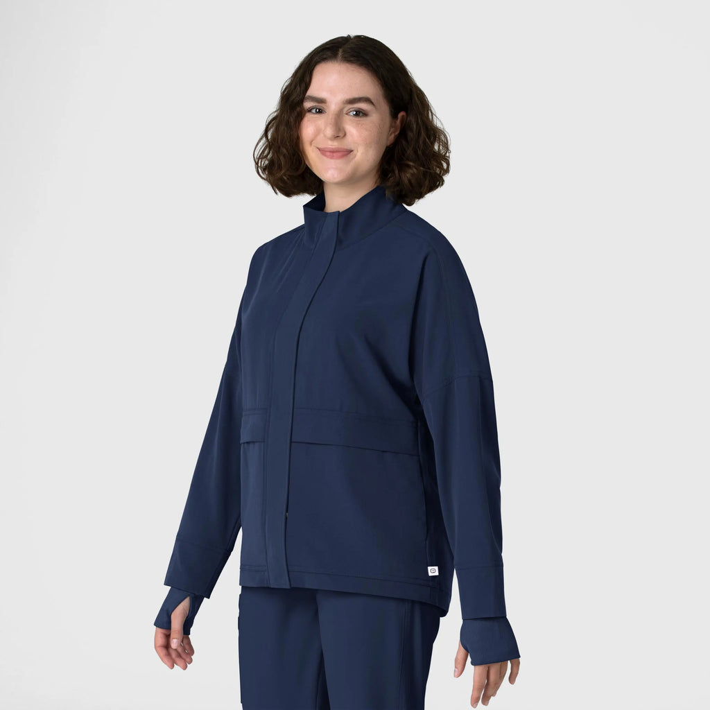 Wink Scrubs Women's Germs Happen Packable Scrub Jacket Navy | scrub-supply.com