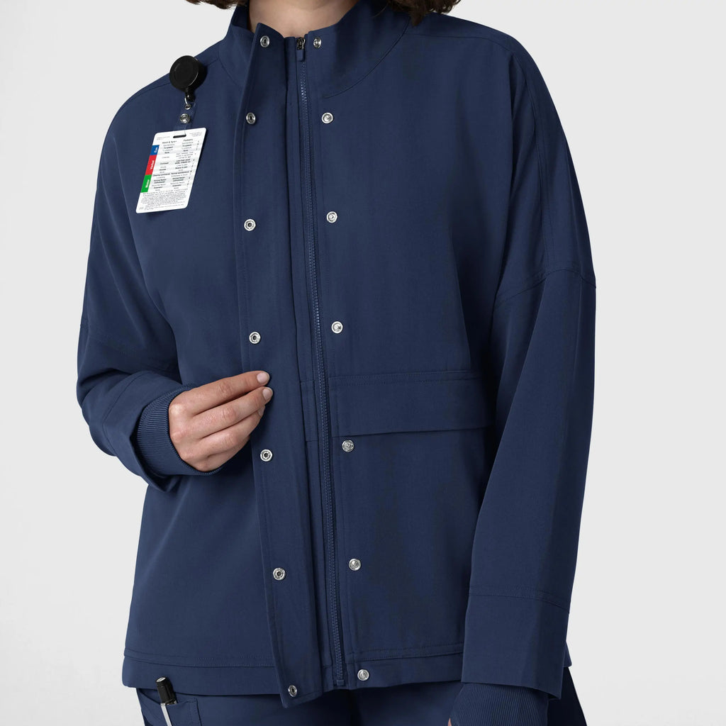 Wink Scrubs Women's Germs Happen Packable Scrub Jacket Navy | scrub-supply.com