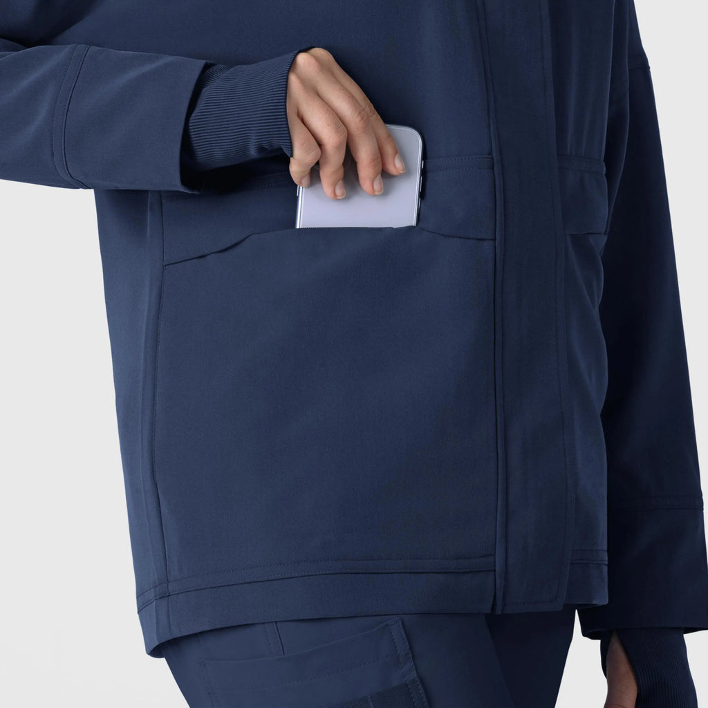 Wink Scrubs Women's Germs Happen Packable Scrub Jacket Navy | scrub-supply.com