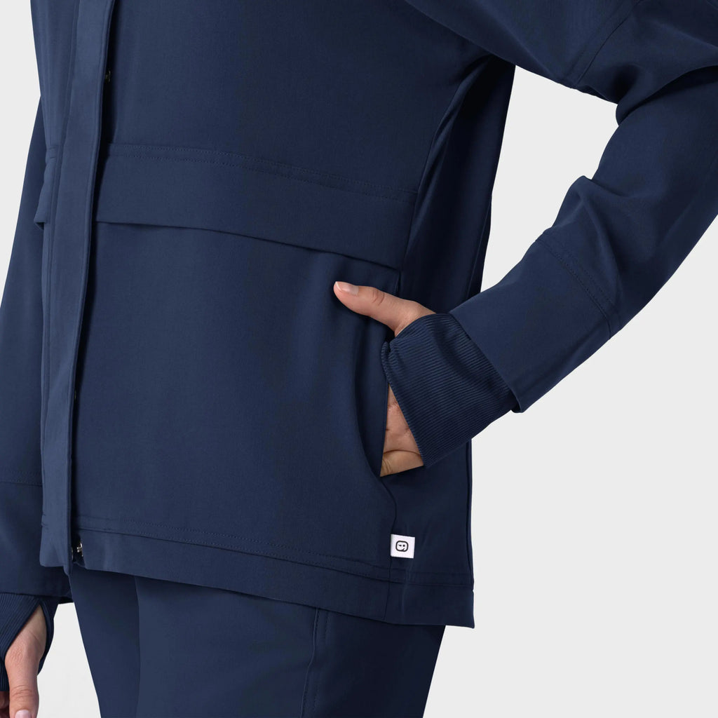 Wink Scrubs Women's Germs Happen Packable Scrub Jacket Navy | scrub-supply.com