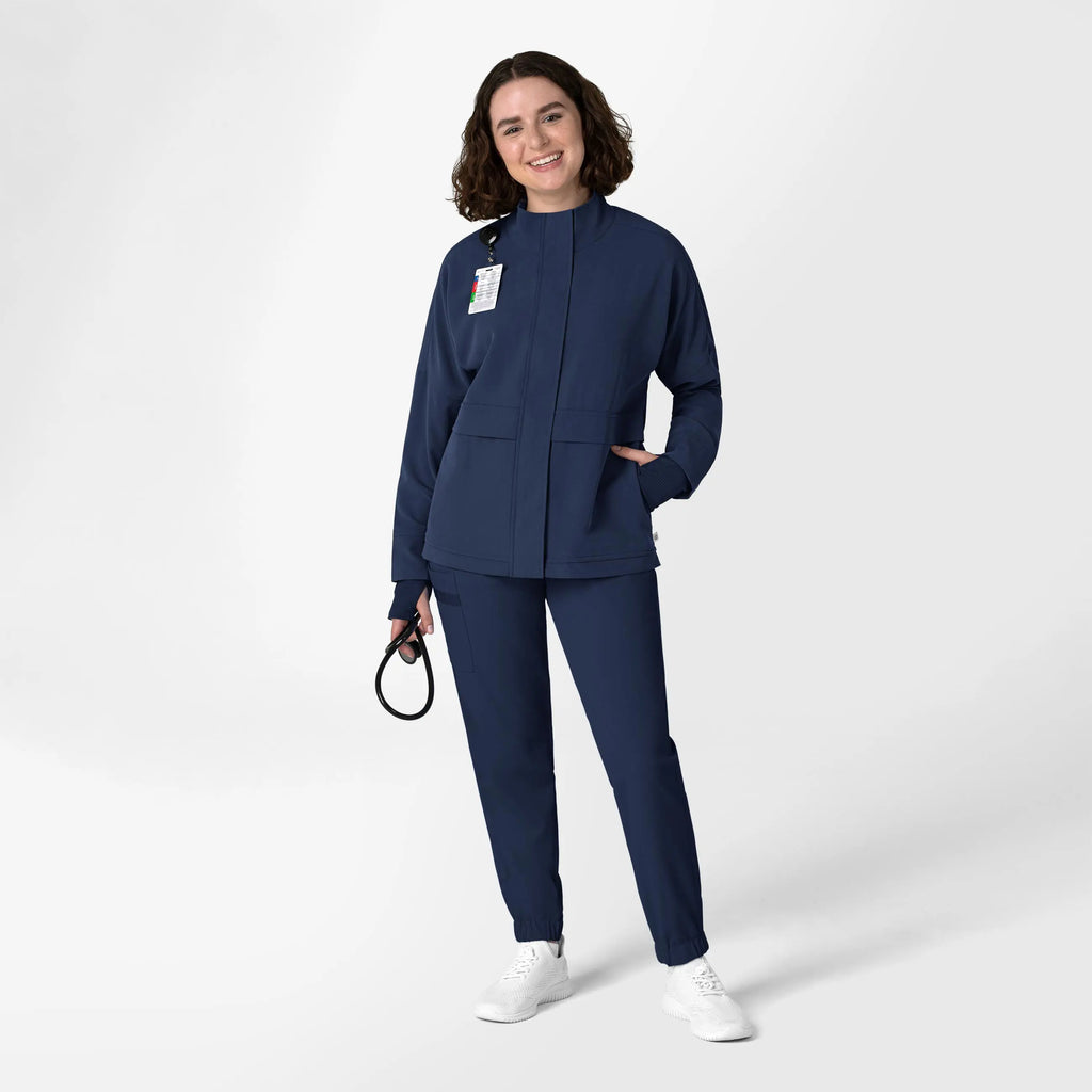 Wink Scrubs Women's Germs Happen Packable Scrub Jacket Navy | scrub-supply.com