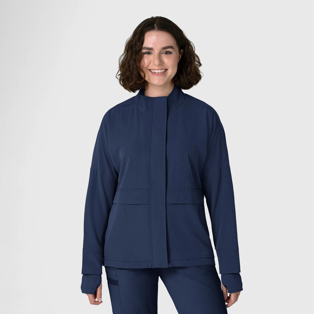 Wink Scrubs Women's Germs Happen Packable Scrub Jacket Navy | scrub-supply.com