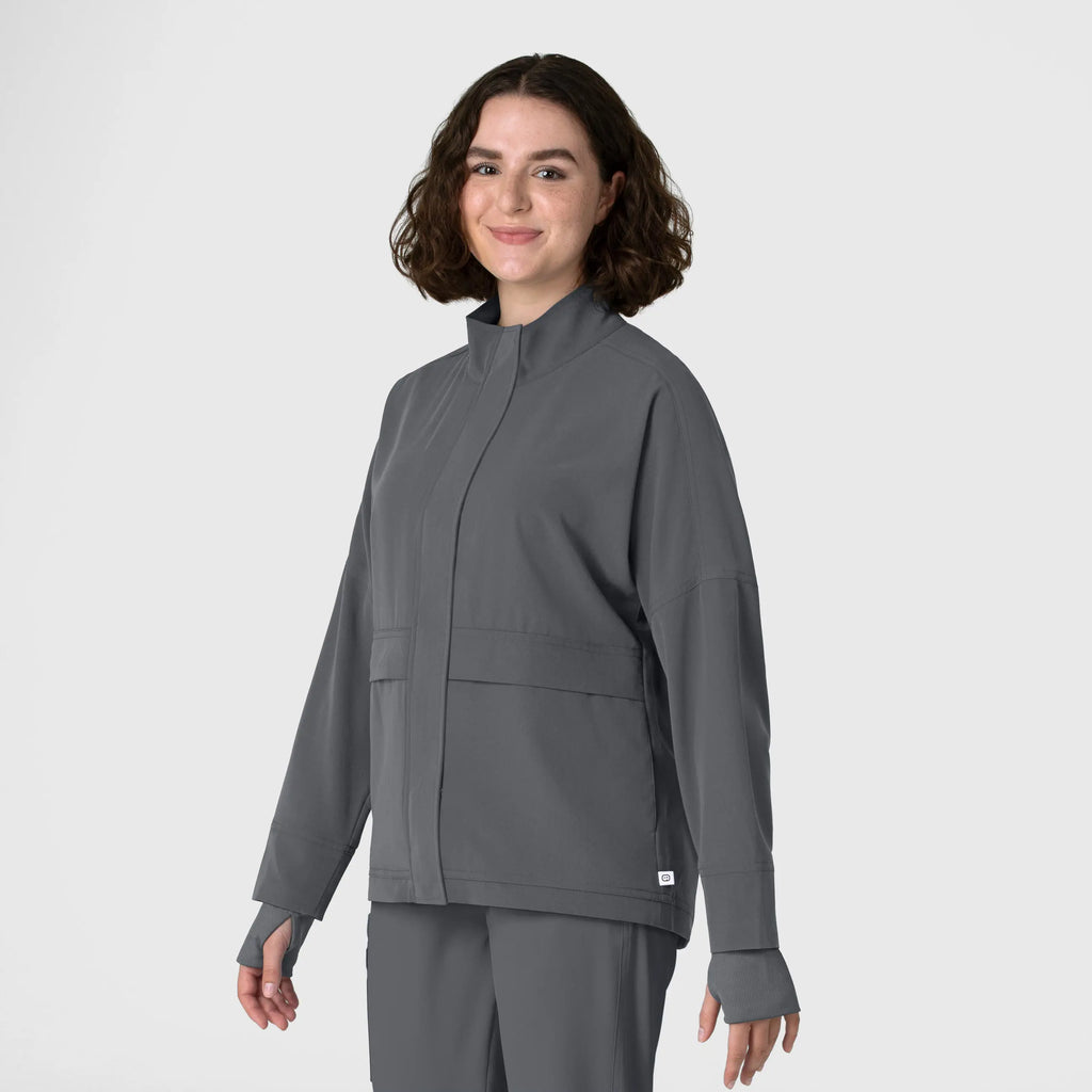 Wink Scrubs Women's Germs Happen Packable Scrub Jacket Pewter | scrub-supply.com