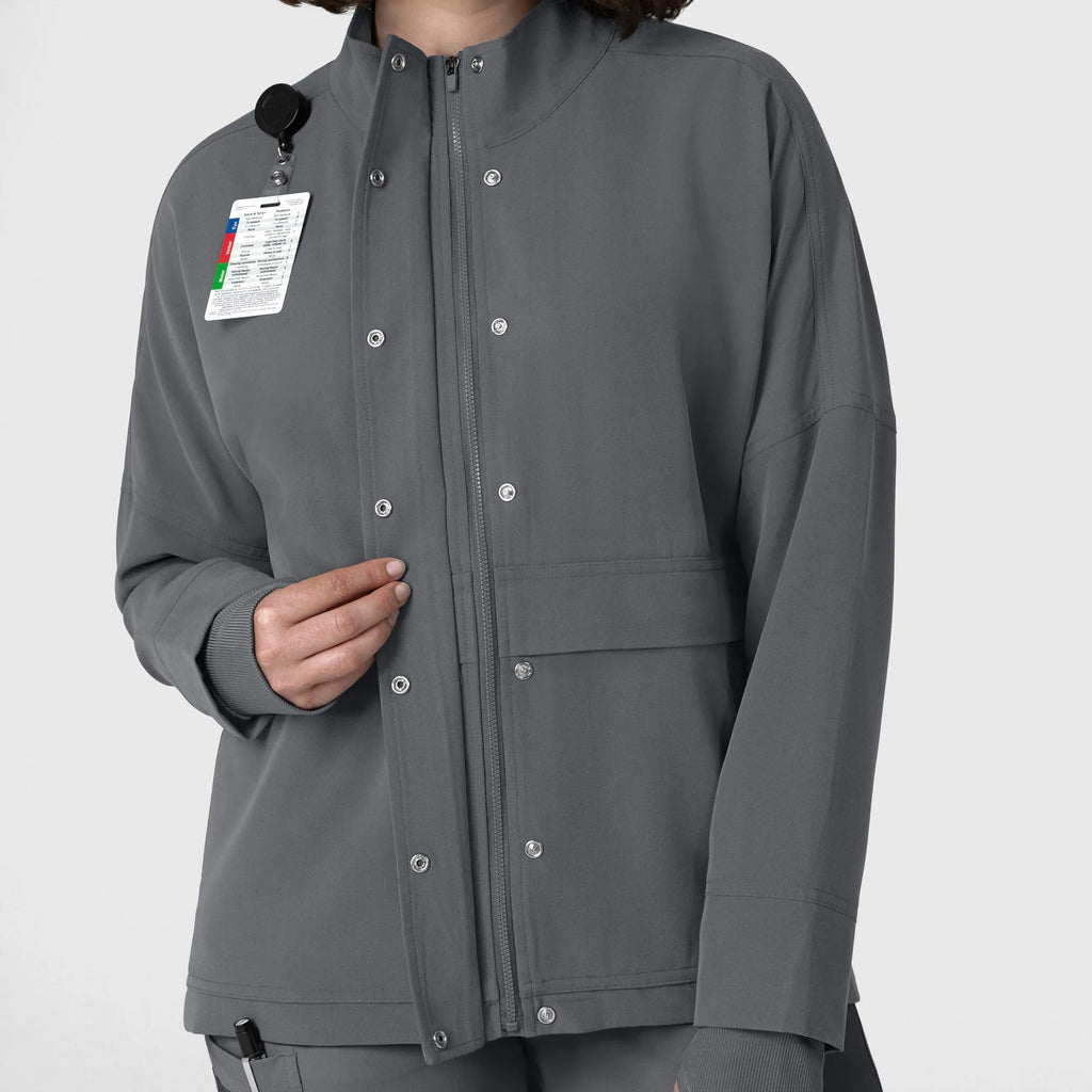 Wink Scrubs Women's Germs Happen Packable Scrub Jacket Pewter | scrub-supply.com