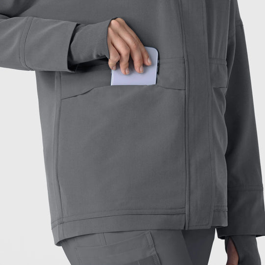 Wink Scrubs Women's Germs Happen Packable Scrub Jacket Pewter | scrub-supply.com