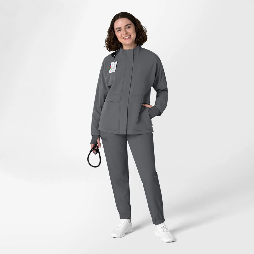 Wink Scrubs Women's Germs Happen Packable Scrub Jacket Pewter | scrub-supply.com