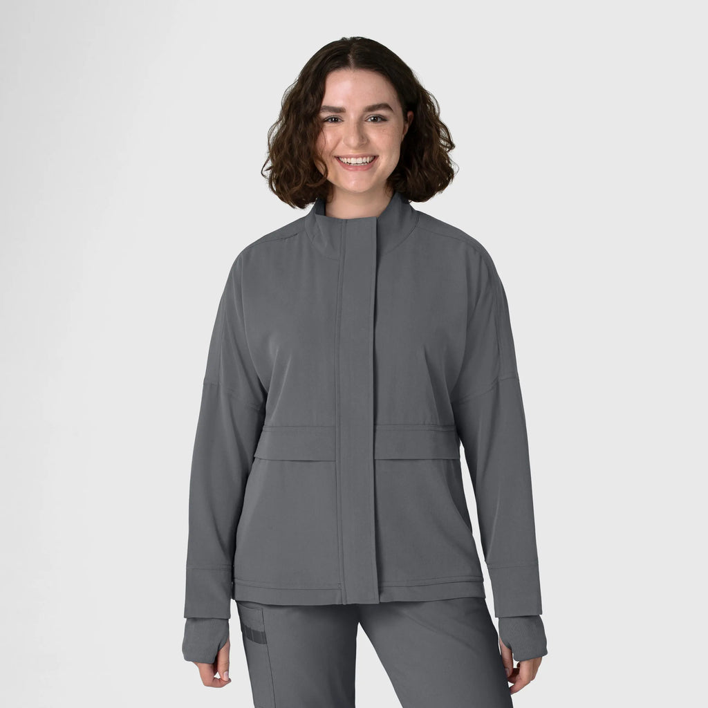 Wink Scrubs Women's Germs Happen Packable Scrub Jacket Pewter | scrub-supply.com