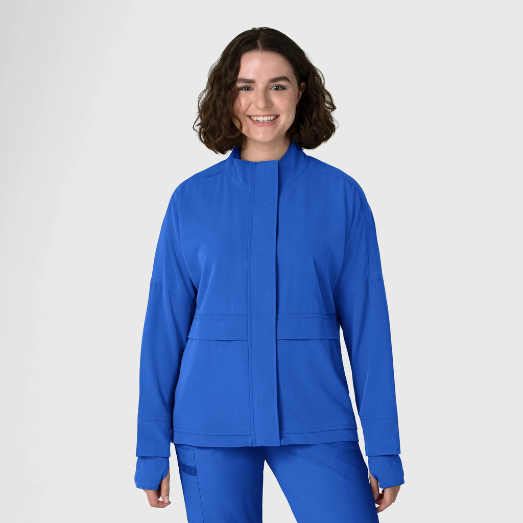 Wink Scrubs Women's Germs Happen Packable Scrub Jacket Royal Blue | scrub-supply.com