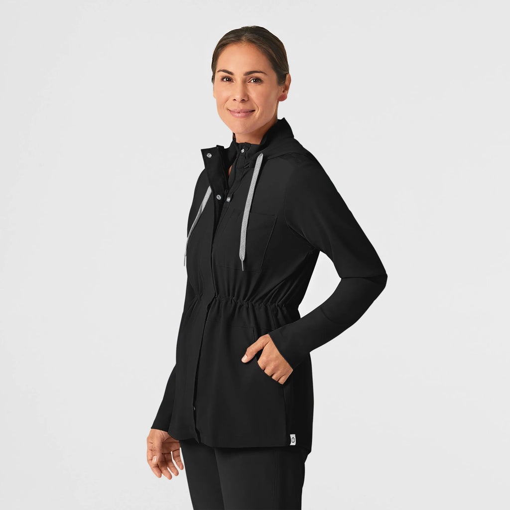 Wink Scrubs Women's Convertible Hood Fashion Jacket Black | scrub-supply.com