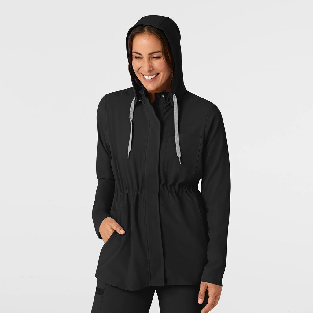 Wink Scrubs Women's Convertible Hood Fashion Jacket Black | scrub-supply.com