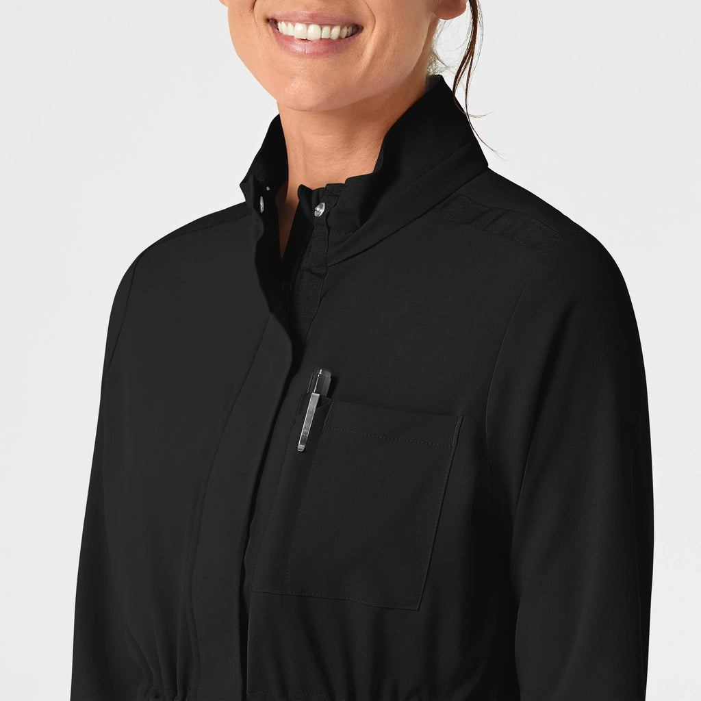 Wink Scrubs Women's Convertible Hood Fashion Jacket Black | scrub-supply.com