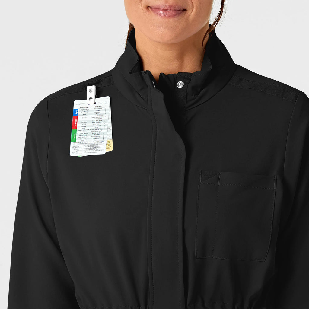 Wink Scrubs Women's Convertible Hood Fashion Jacket Black | scrub-supply.com