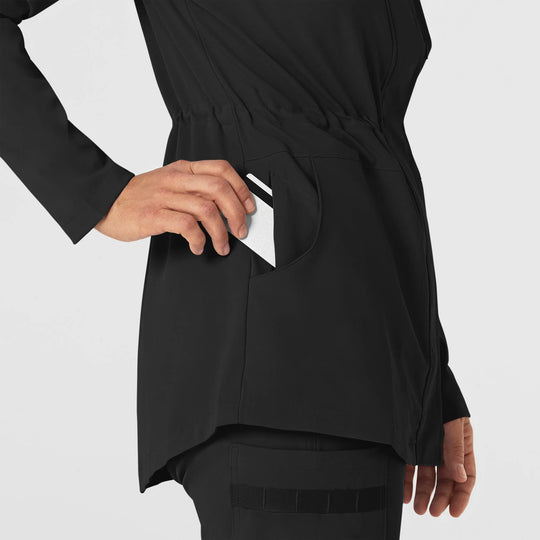 Wink Scrubs Women's Convertible Hood Fashion Jacket Black | scrub-supply.com