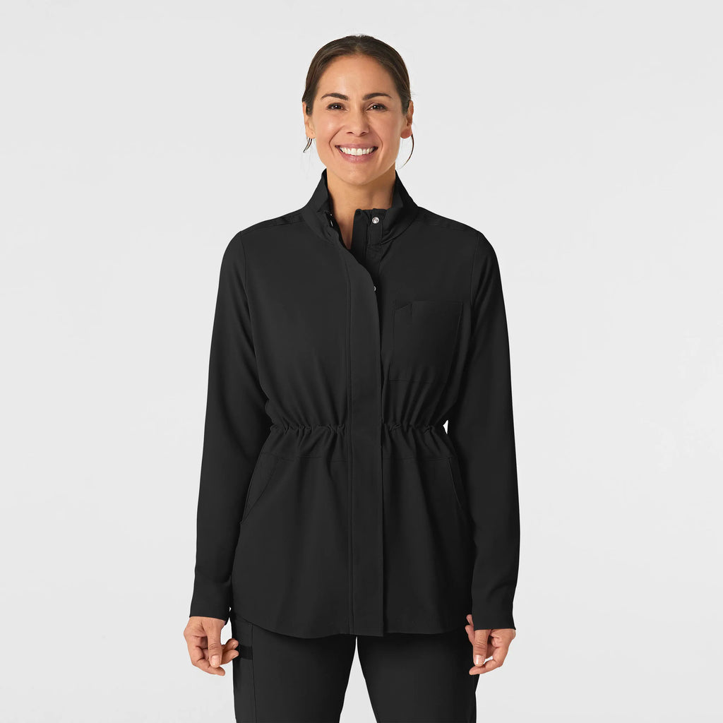 Wink Scrubs Women's Convertible Hood Fashion Jacket Black | scrub-supply.com