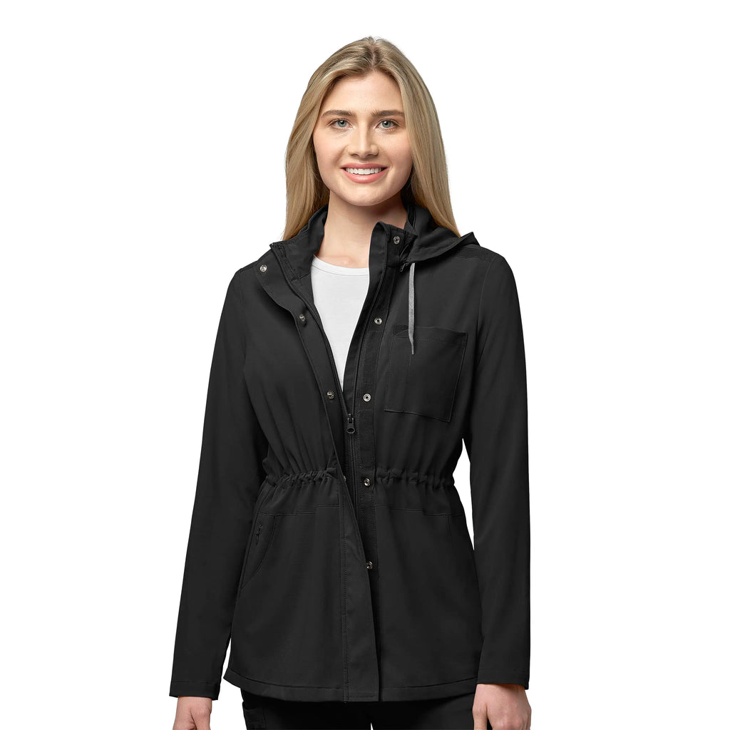 Wink Scrubs Women's Convertible Hood Fashion Jacket Black | scrub-supply.com