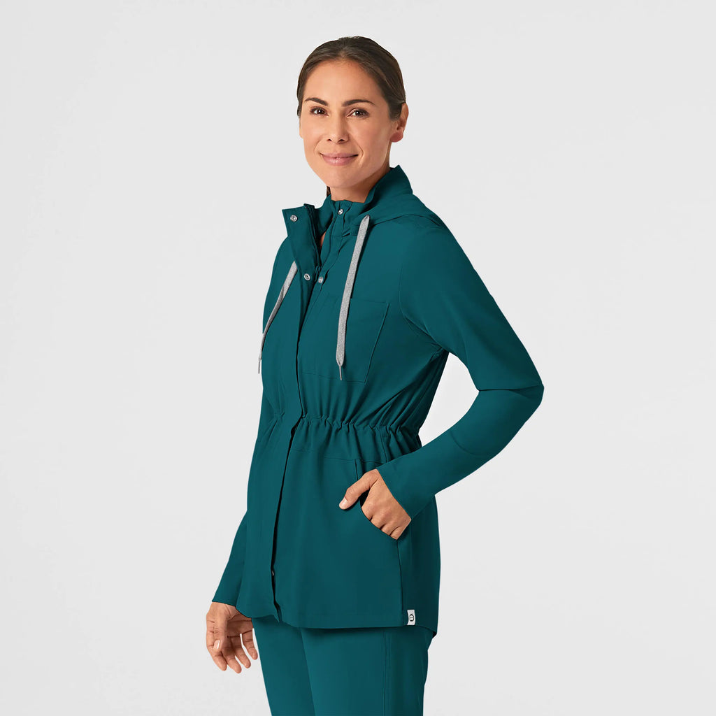 Wink Scrubs Women's Convertible Hood Fashion Jacket Caribbean Blue | scrub-supply.com