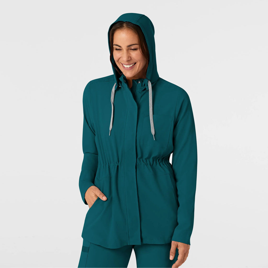 Wink Scrubs Women's Convertible Hood Fashion Jacket Caribbean Blue | scrub-supply.com