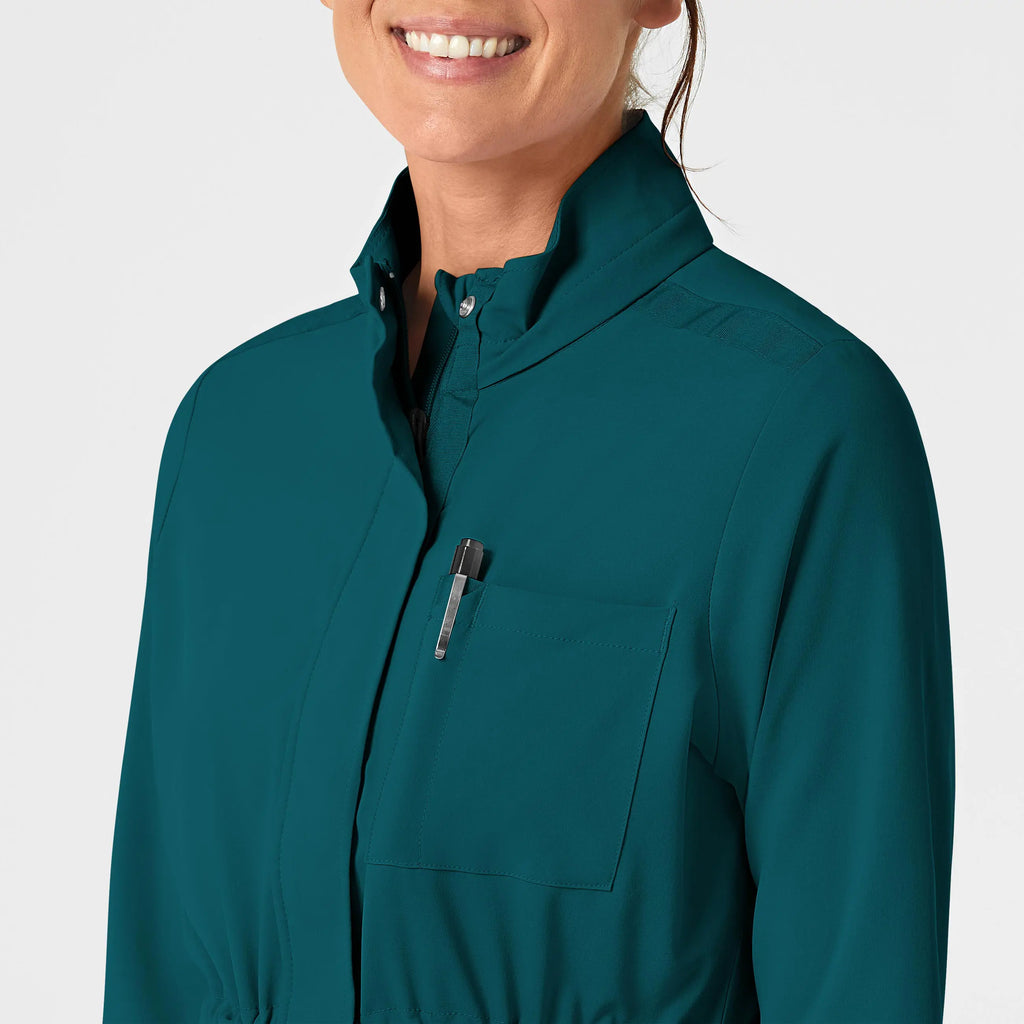 Wink Scrubs Women's Convertible Hood Fashion Jacket Caribbean Blue | scrub-supply.com