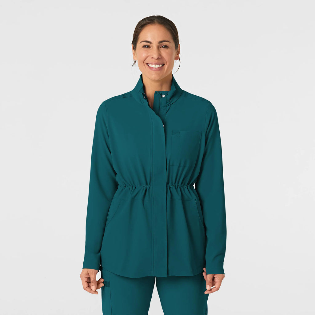 Wink Scrubs Women's Convertible Hood Fashion Jacket Caribbean Blue | scrub-supply.com