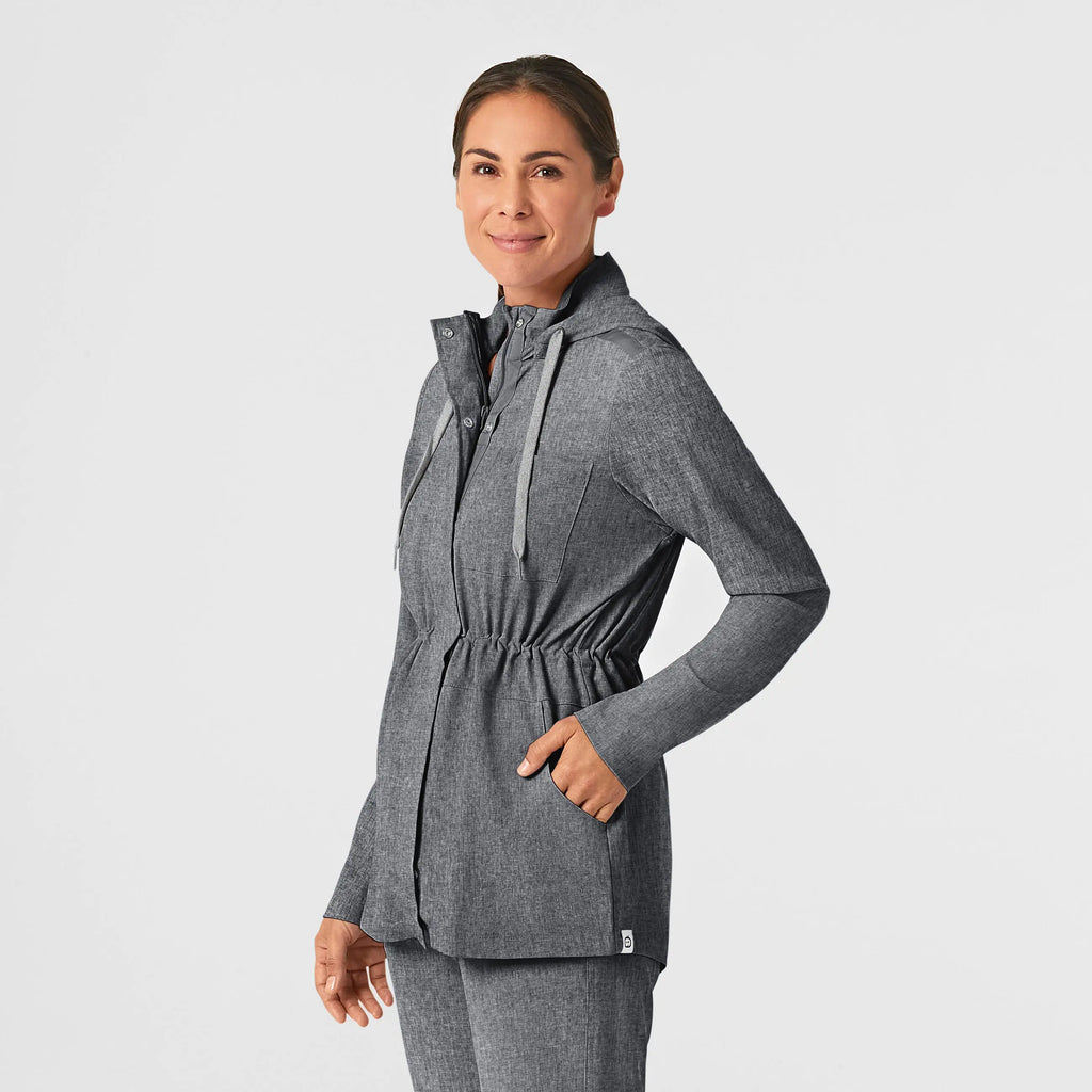 Wink Scrubs Women's Convertible Hood Fashion Jacket Grey Heather | scrub-supply.com