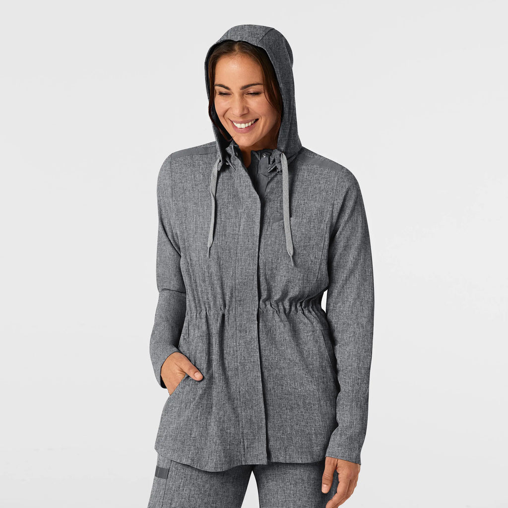 Wink Scrubs Women's Convertible Hood Fashion Jacket Grey Heather | scrub-supply.com