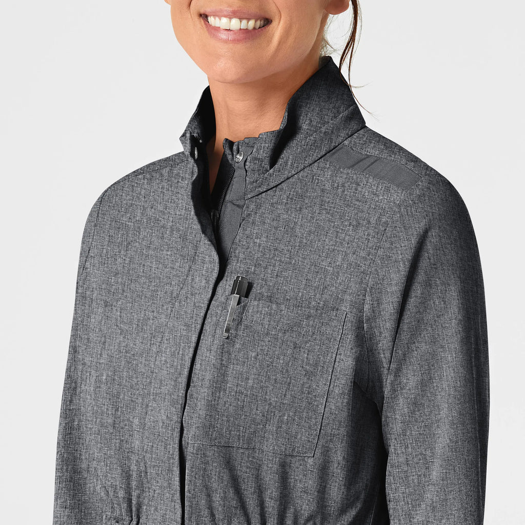 Wink Scrubs Women's Convertible Hood Fashion Jacket Grey Heather | scrub-supply.com