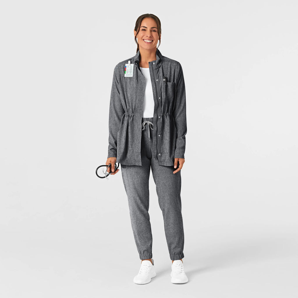 Wink Scrubs Women's Convertible Hood Fashion Jacket Grey Heather | scrub-supply.com