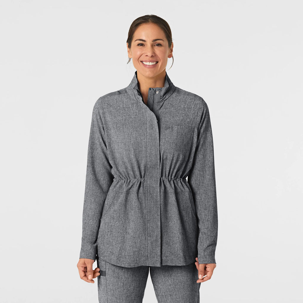 Wink Scrubs Women's Convertible Hood Fashion Jacket Grey Heather | scrub-supply.com