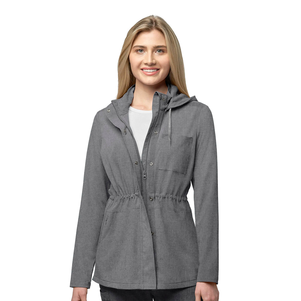 Wink Scrubs Women's Convertible Hood Fashion Jacket Grey Heather | scrub-supply.com