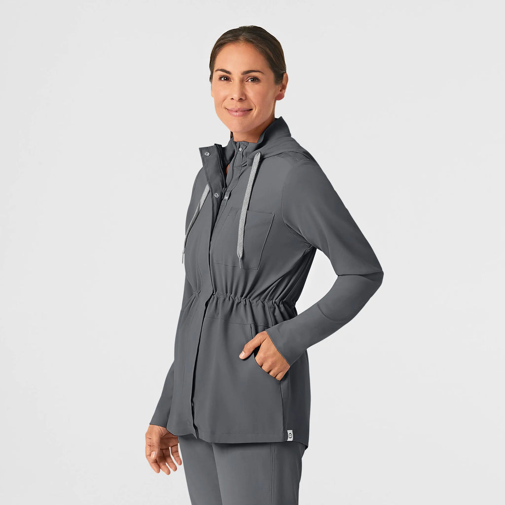 Wink Scrubs Women's Convertible Hood Fashion Jacket Pewter | scrub-supply.com