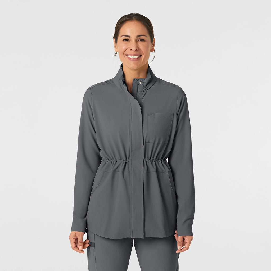 Wink Scrubs Women's Convertible Hood Fashion Jacket Pewter | scrub-supply.com