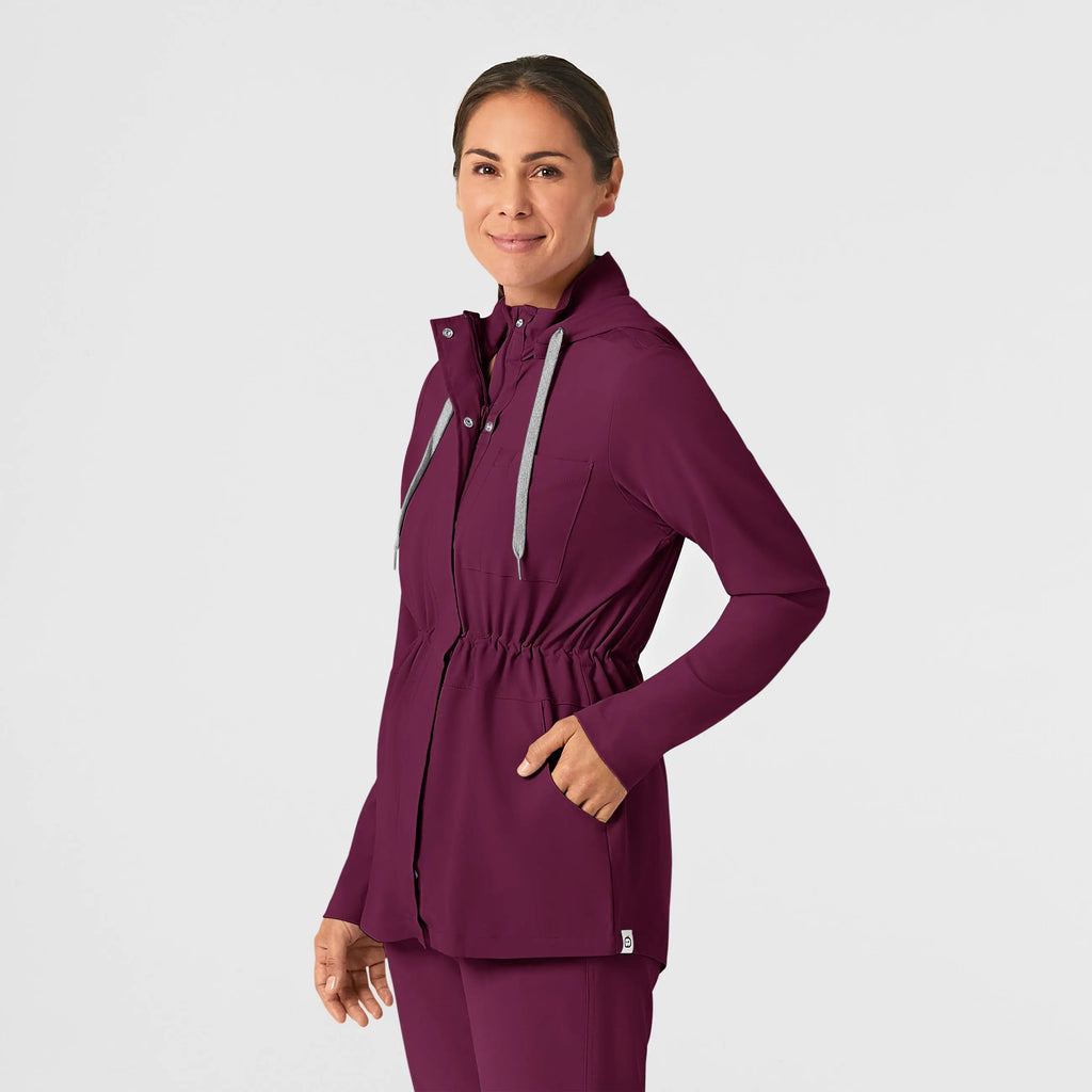 Wink Scrubs Women's Convertible Hood Fashion Jacket Wine | scrub-supply.com