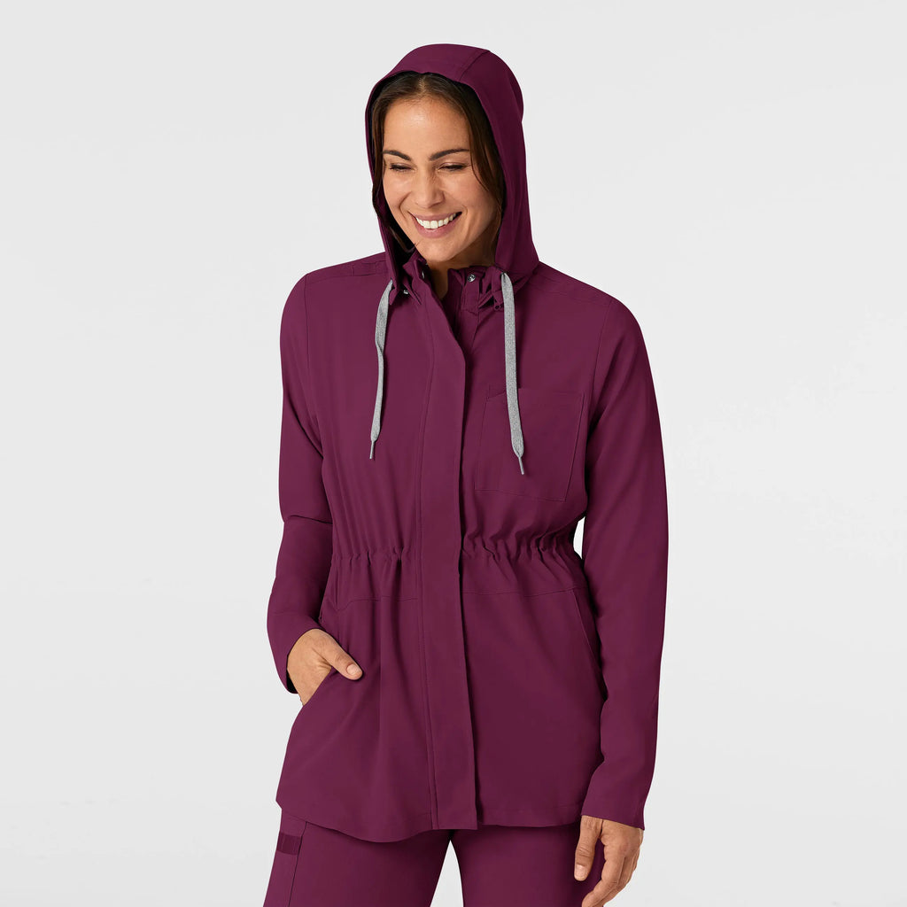 Wink Scrubs Women's Convertible Hood Fashion Jacket Wine | scrub-supply.com