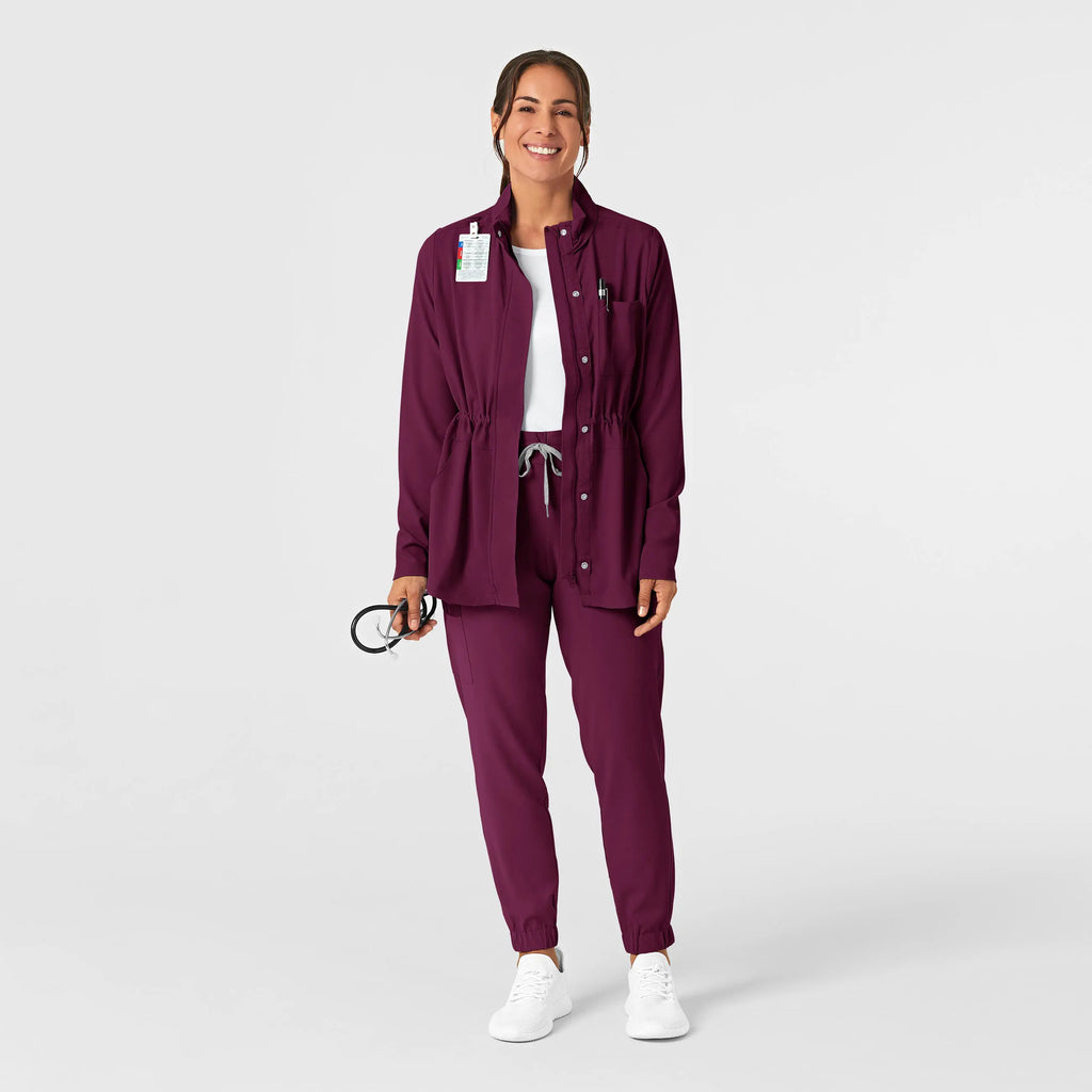 Wink Scrubs Women's Convertible Hood Fashion Jacket Wine | scrub-supply.com